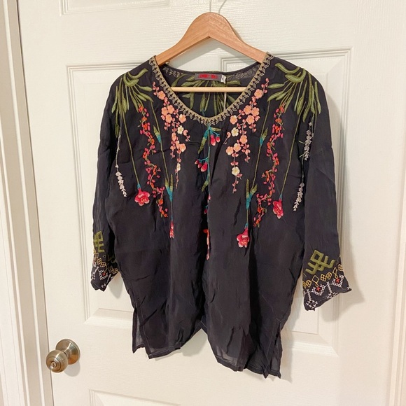 NWT Johnny Was Gia Blouse Top Grey Extra Small XS - Picture 6 of 11